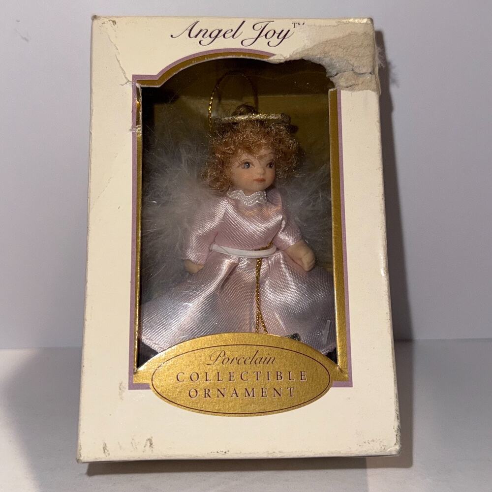 DG Creations 2004 Angel Joy Handpainted Porcelain Poseable Christmas Ornament